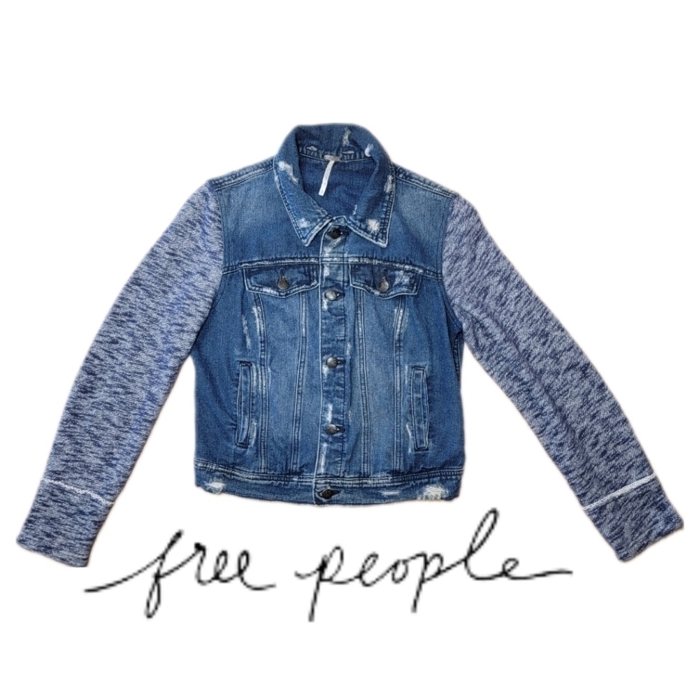 Free People Distressed Denim Jacket